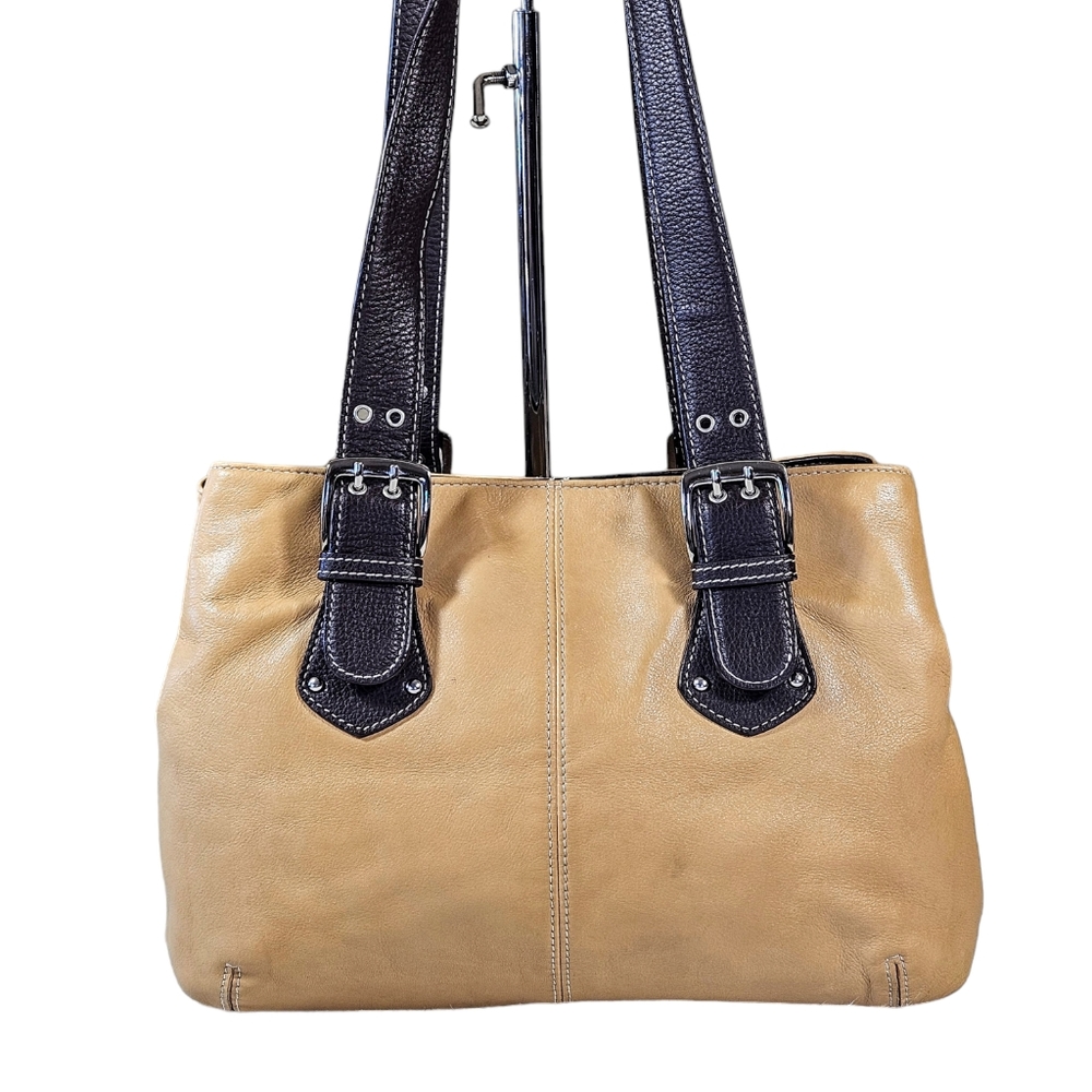 Tignanello Tan and Black Tote Bag
